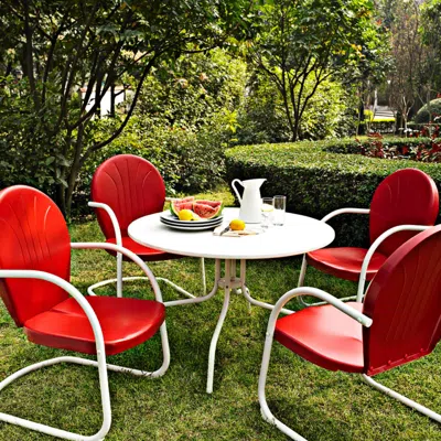 Crosley Griffith Nostalgic Red 5-piece Outdoor Dining Set