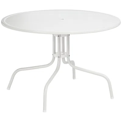 Crosley Griffith Round White Outdoor Dining Table