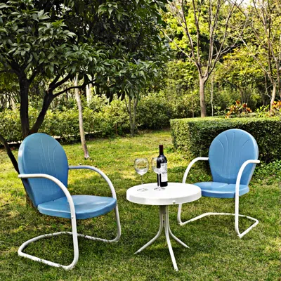 Crosley Griffith Sky Blue 3-piece Outdoor Seating Patio Set