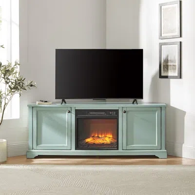 Crosley Holbrook Corner Fireplace Tv Stand For 65" Tv In Green