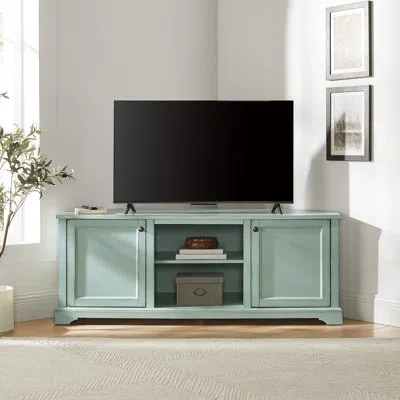 Crosley Holbrook Corner Tv Stand For 65" Inch Tv In Green