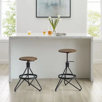Crosley Kalen Adjustable Height Swivel Stool Brown/matte Black