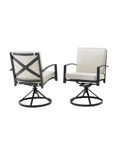 Crosley Kaplan 2 Piece Outdoor Dining Swivel Chair Set In White