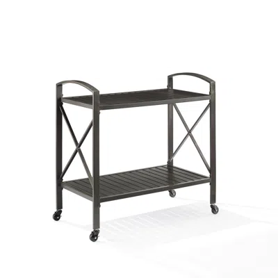 Crosley Kaplan Outdoor Metal Bar Cart Oil Rubbed Bronze In Black