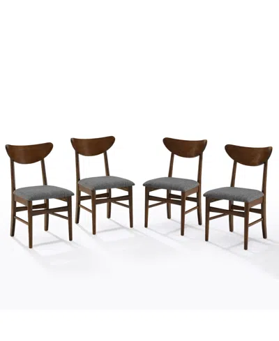 Crosley Landon 4-piece Rubberwood Upholstered Dining Chair Set In Mahogany
