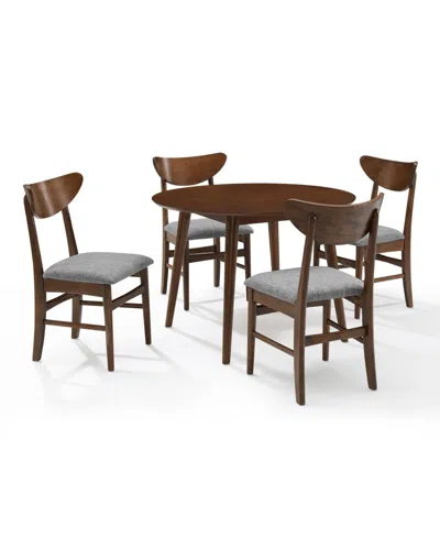 Crosley Landon 5 Piece Round Dining Set In Brown
