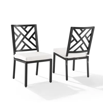 Crosley Locke 2pc Outdoor Metal Dining Chair Set In Blue