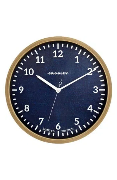 Crosley Oak Finish & Denim Analog Wall Clock