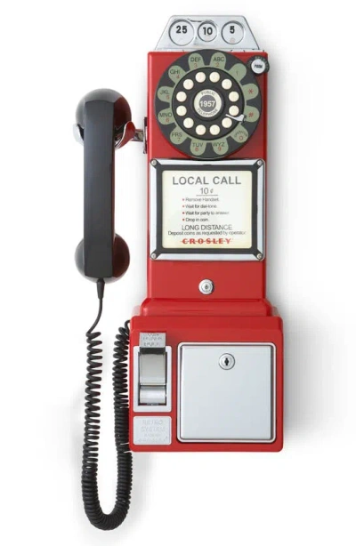 Crosley Radio 'pay Phone' Wall Phone In Red