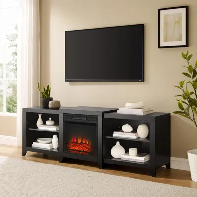 Crosley Ronin 69" Low Profile Tv Stand W/fireplace Black