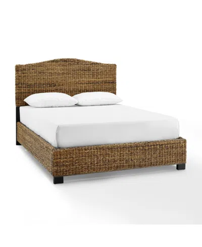 Crosley Serena King Banana Leaf Rattan Bed In Gray