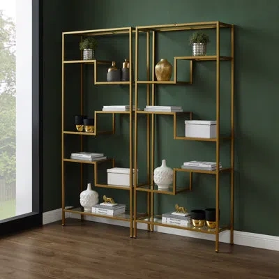Crosley Sloane 78" H X 69.5" W Steel Etagere Bookcase