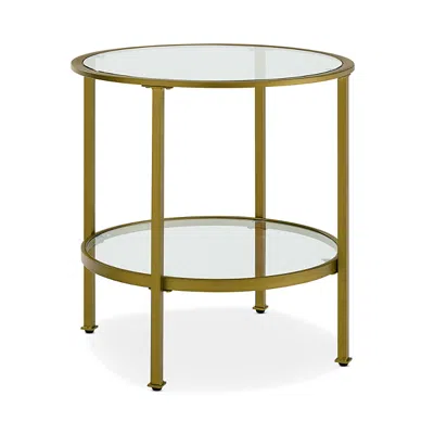 Crosley Aimee Glass Side Table In Gold