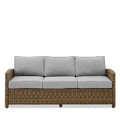 Crosley Sparrow & Wren Walton Outdoor Wicker Sofa In Weathered Brown/gray