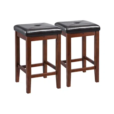 Crosley Sutton 24" Black And Mahogany Counter Stools Set Of 2