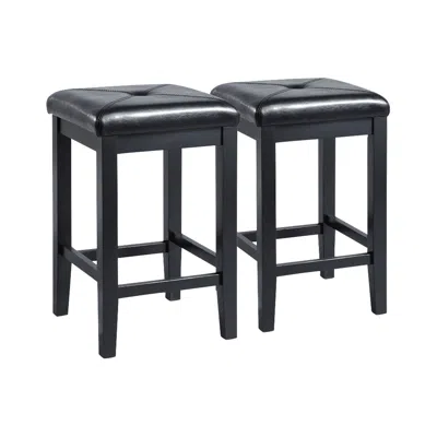 Crosley Sutton 24" Black Square Counter Stools Set Of 2