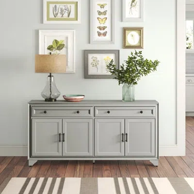 Crosley Tara 61" Wide 2 Drawer Sideboard In Gray