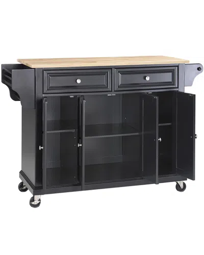 Crosley Wood Top Kitchen Cart In Black