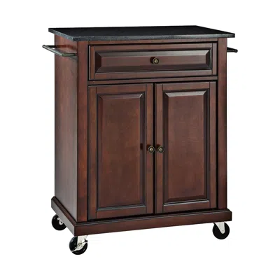 Crosley York 28 1/4" Wide Granite Top Mahogany Bar Cart Or Kitchen Island Cart