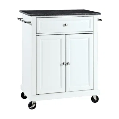 Crosley York 28 1/4" Wide Granite Top White Bar Cart Or Kitchen Serving Cart