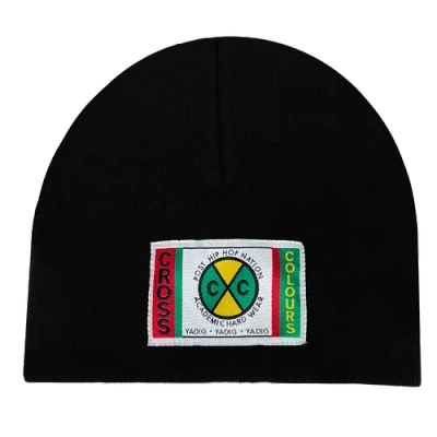 Cross Colours Label Logo Beanie In Black