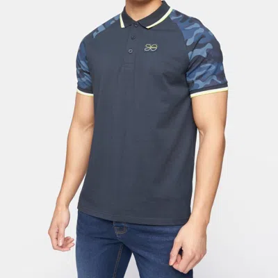 Crosshatch Mens Cramdark Camo Polo Shirt (navy) In Blue