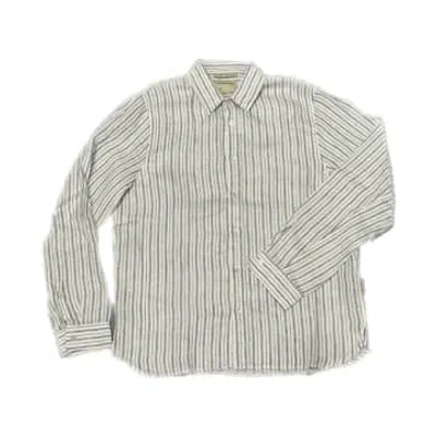 Crossley Jisonr Man Shirt Ls Thin Stripes Blue White