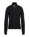 Crossley Man Cardigan Midnight Blue Size 3xl Virgin Wool In Black