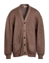 Crossley Man Cardigan Taupe Size 3xl Virgin Wool In Brown