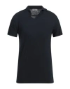 Crossley Man Polo Shirt Midnight Blue Size Xl Cotton, Linen
