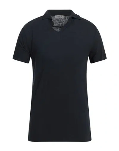 Crossley Man Polo Shirt Midnight Blue Size Xl Cotton, Linen In Blue