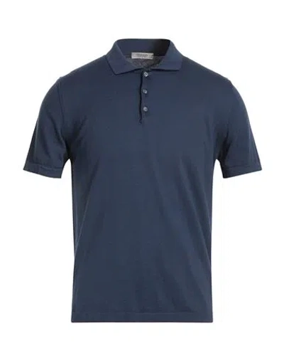 Crossley Man Polo Shirt Navy Size M Cotton In Blue