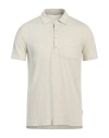 Crossley Man Polo Shirt Off White Size Xl Linen, Elastane In Off White