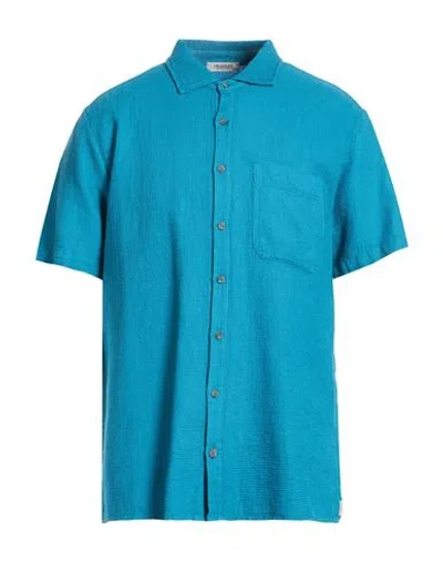 Crossley Man Shirt Azure Size Xl Cotton In Blue