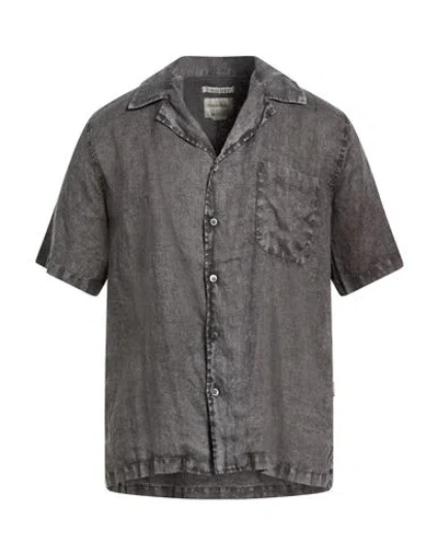 Crossley Man Shirt Charcoal Size L Linen In Black