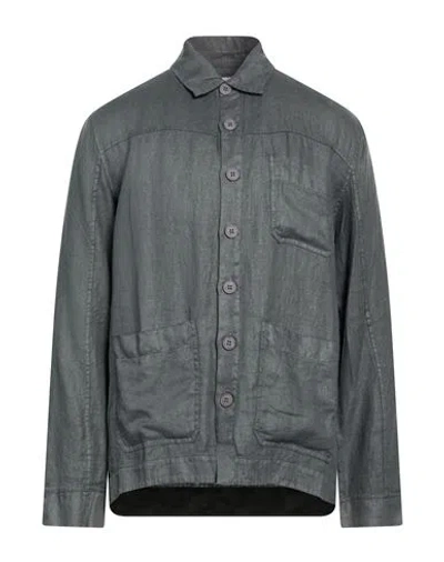 Crossley Man Shirt Charcoal Size Xl Linen In Black