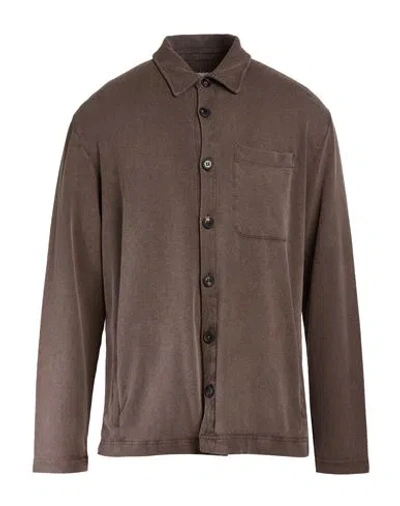 Crossley Man Shirt Chocolate Brown Size L Organic Cotton, Merino Wool