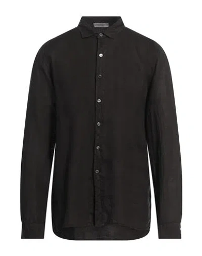 Crossley Man Shirt Dark Brown Size Xxl Linen