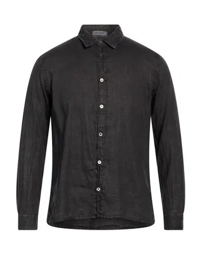 Crossley Man Shirt Grey Size L Linen In Black