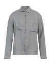 Crossley Man Shirt Grey Size 3xl Linen In Grey