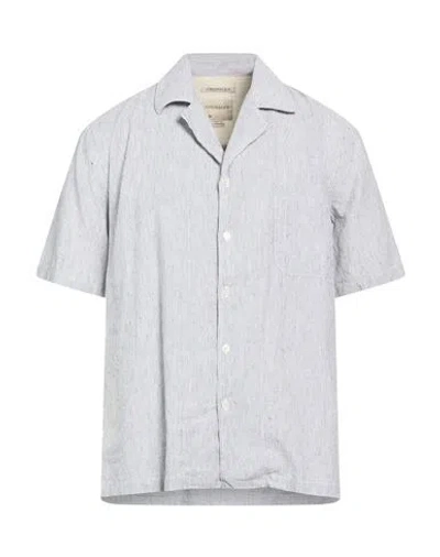 Crossley Man Shirt Grey Size Xl Linen, Cotton In Blue