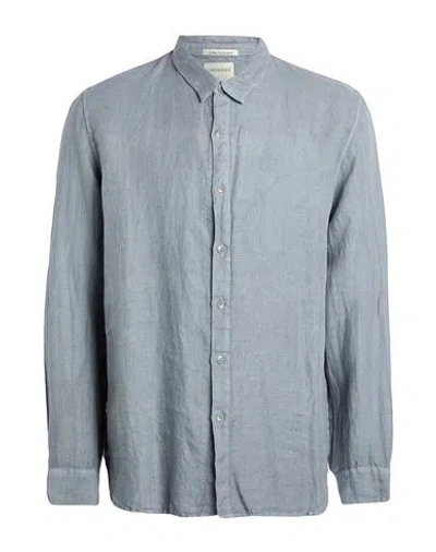 Crossley Man Shirt Grey Size Xxl Linen In Blue