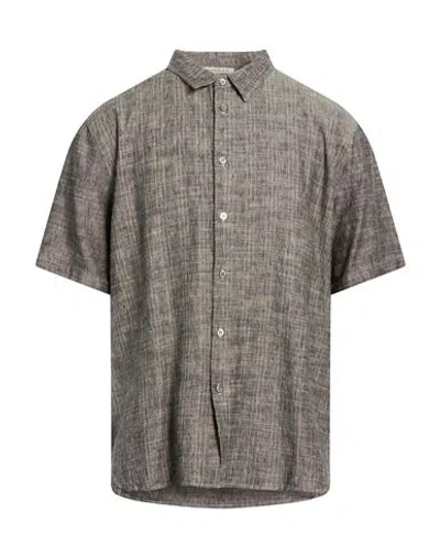 Crossley Man Shirt Khaki Size Xl Cotton, Linen In Sand