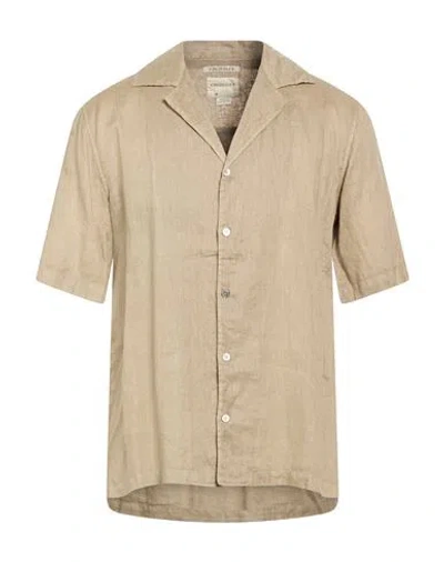 Crossley Man Shirt Khaki Size Xl Linen In Brown