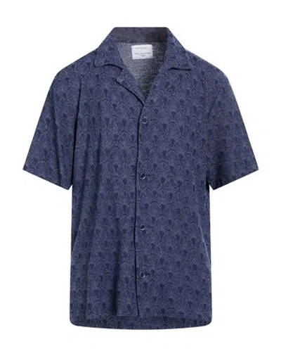 Crossley Man Shirt Navy Size Xl Cotton, Recycled Cotton In Blue