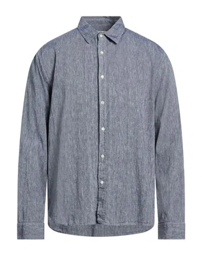 Crossley Man Shirt Slate Blue Size M Linen, Cotton