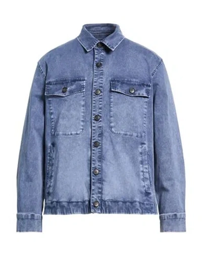 Crossley Man Shirt Slate Blue Size Xl Cotton, Elastane