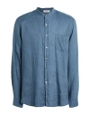 Crossley Man Shirt Slate Blue Size Xl Linen In Blue