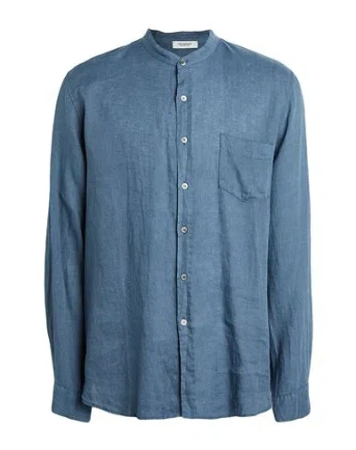 Crossley Man Shirt Slate Blue Size Xl Linen