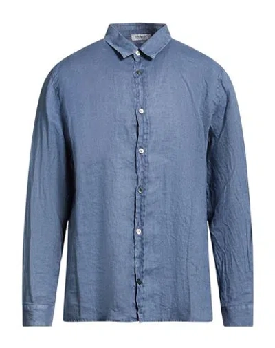Crossley Man Shirt Slate Blue Size Xxl Linen